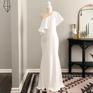 Lulus ‘So Amazed’ White One Shoulder Maxi Dress